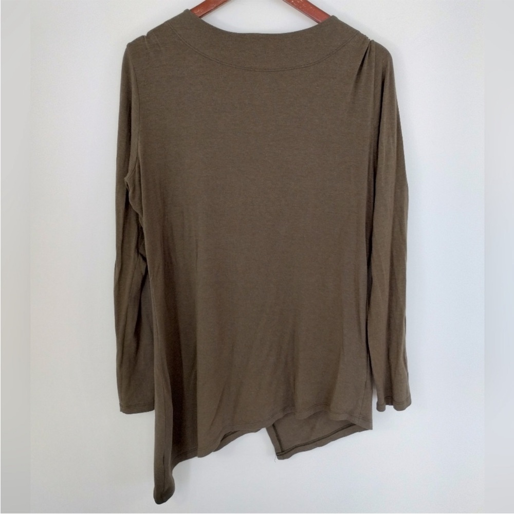 Fig Safari Shirt Bamboo Cowl Neck Asymmetrical Hem Top - Picture 8 of 8